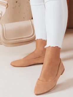 Baleriny>Dstreet Baleriny damskie zamszowe na płaskim obcasie GLAMINO khaki ZY0775
