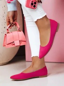 Baleriny>Dstreet Baleriny damskie zamszowe na płaskim obcasie GLAMINO fuksja ZY0683