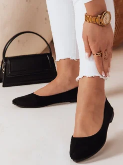 Baleriny>Dstreet Baleriny damskie zamszowe na płaskim obcasie GLAMINO czarne ZY0763