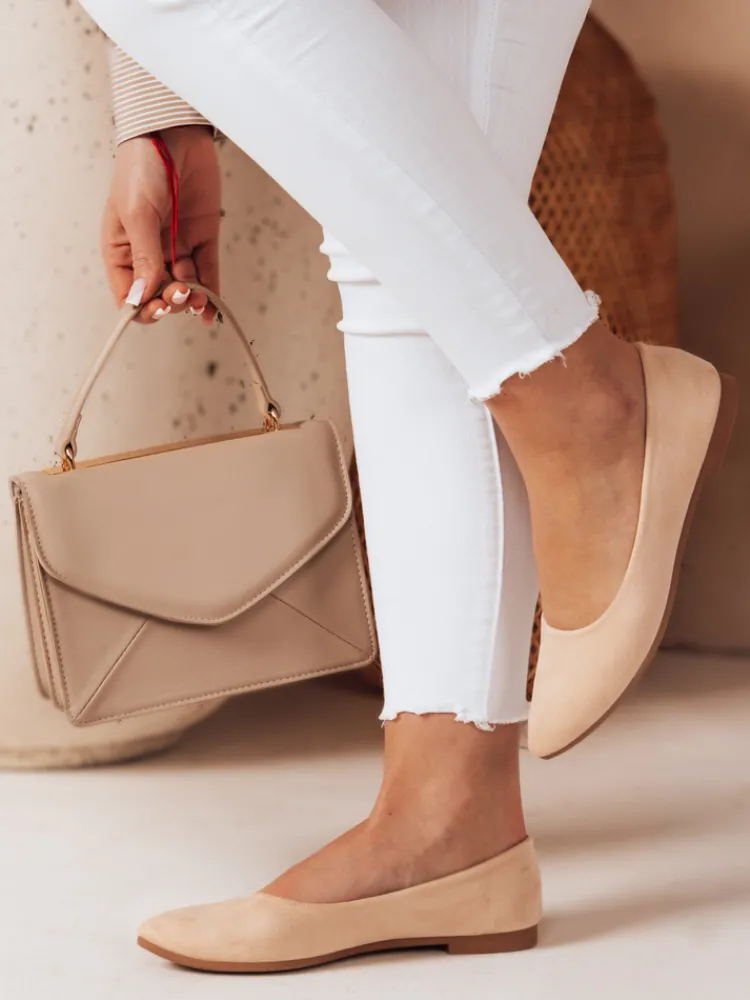 Baleriny>Dstreet Baleriny damskie zamszowe na płaskim obcasie GLAMINO beżowe ZY0765