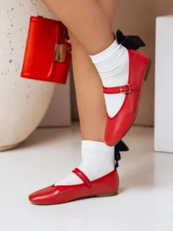 Baleriny>Dstreet Baleriny damskie zapinane ELLICAN czerwone ZY0661