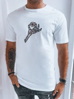 Koszulki Męskie>Dstreet Biała koszulka męska z nadrukiem RX5283