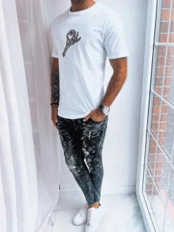 Koszulki Męskie>Dstreet Biała koszulka męska z nadrukiem RX5283