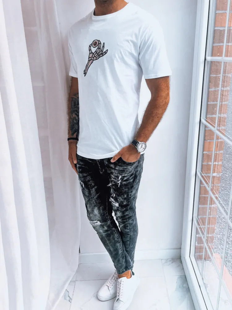 Koszulki Męskie>Dstreet Biała koszulka męska z nadrukiem RX5283