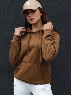 Bluzy Damskie>Dstreet Bluza damska BASIC z kapturem brązowa BY1328