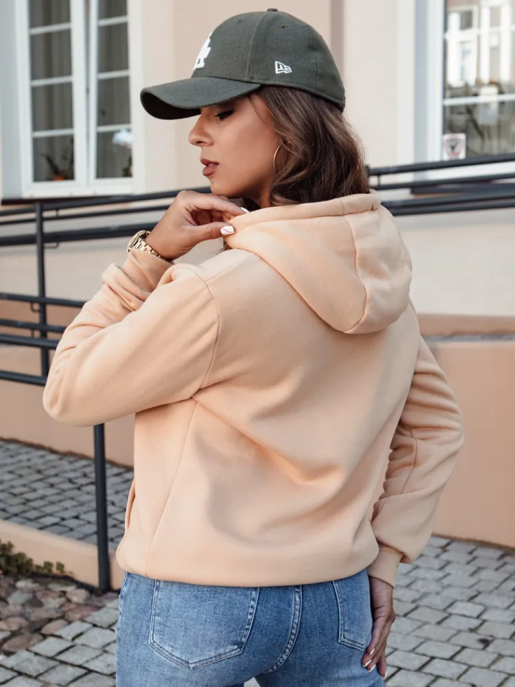 Bluzy Damskie>Dstreet Bluza damska BASIC z kapturem kamelowa BY1330