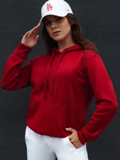 Bluzy Damskie>Dstreet Bluza damska BASIC z kapturem czerwona BY1336