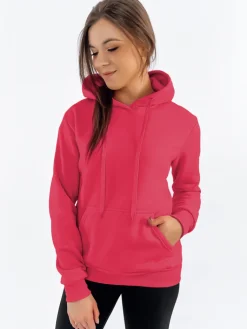Bluzy Damskie>Dstreet Bluza damska BASIC z kapturem różowa BY1164
