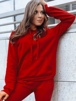 Bluzy Damskie>Dstreet Bluza damska BASIC z kapturem czerwona BY0175