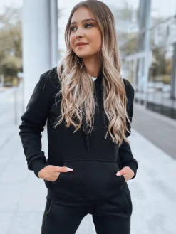 Bluzy Damskie>Dstreet Bluza damska BASIC z kapturem czarna BY0158