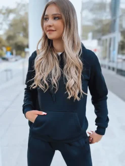 Bluzy Damskie>Dstreet Bluza damska BASIC z kapturem granatowa BY0561