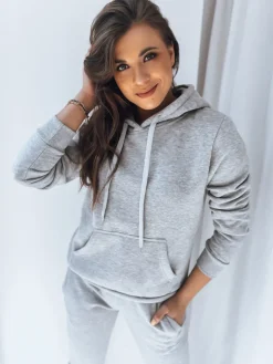 Bluzy Damskie>Dstreet Bluza damska BASIC z kapturem szara BY0155z