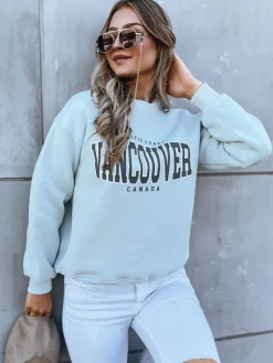 Bluzy Damskie>Dstreet Bluza damska bez kaptura VANCOUVER miętowa BY1226