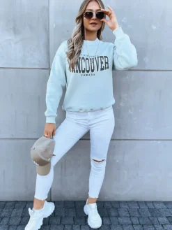 Bluzy Damskie>Dstreet Bluza damska bez kaptura VANCOUVER miętowa BY1226