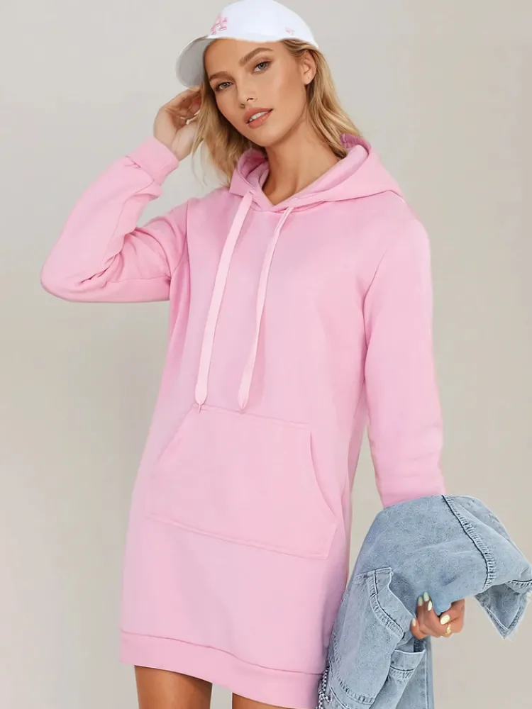 Bluzy Damskie>Dstreet Bluza damska długa z kapturem oversize TIMMY różowa EY2566
