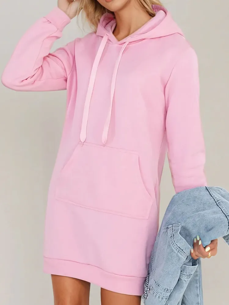 Bluzy Damskie>Dstreet Bluza damska długa z kapturem oversize TIMMY różowa EY2566
