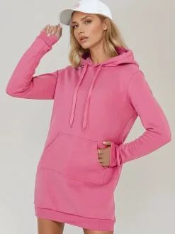 Bluzy Damskie>Dstreet Bluza damska długa z kapturem oversize TIMMY różowa EY2560