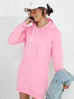 Bluzy Damskie>Dstreet Bluza damska długa z kapturem oversize TIMMY różowa EY1939