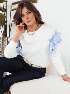 Bluzy Damskie>Dstreet Bluza damska FALGIT ecru BY1264