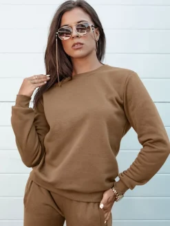 Bluzy Damskie>Dstreet Bluza damska FASHION II brązowa BY1323