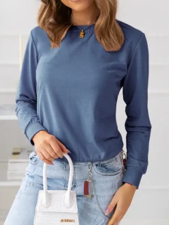 Bluzy Damskie>Dstreet Bluza damska FASHION II jasnoniebieska BY1079