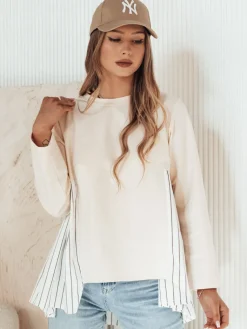 Bluzy Damskie>Dstreet Bluza damska FUNIL beżowa BY1271