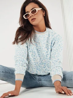 Bluzy Damskie>Dstreet Bluza damska GREZAL niebieska BY1269