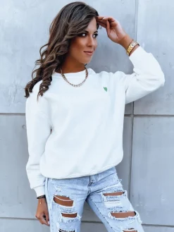 Bluzy Damskie>Dstreet Bluza damska HEARTBEAT biała BY1214