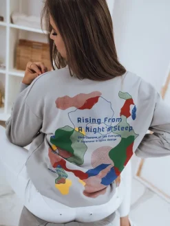 Bluzy Damskie>Dstreet Bluza damska JAPANESE jasnoszara BY0928