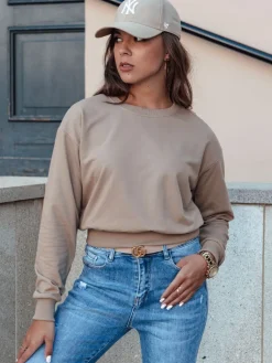Bluzy Damskie>Dstreet Bluza damska klasyczna CASUALVIBE jasnobrązowa BY1302