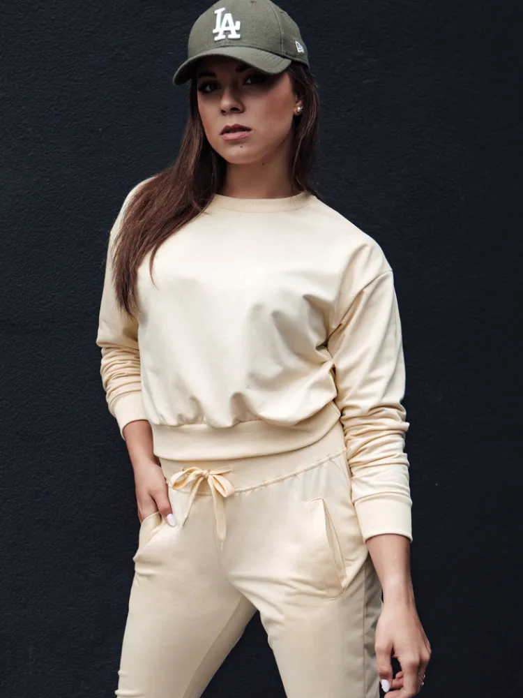 Bluzy Damskie>Dstreet Bluza damska klasyczna CASUALVIBE kremowa BY1297