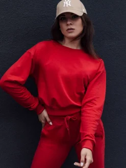 Bluzy Damskie>Dstreet Bluza damska klasyczna CASUALVIBE czerwona BY1304
