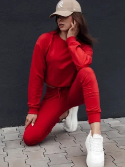 Bluzy Damskie>Dstreet Bluza damska klasyczna CASUALVIBE czerwona BY1304