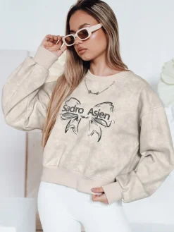 Bluzy Damskie>Dstreet Bluza damska krótka oversize z motywem tie-dye DENVIS jasnoszara BY1424