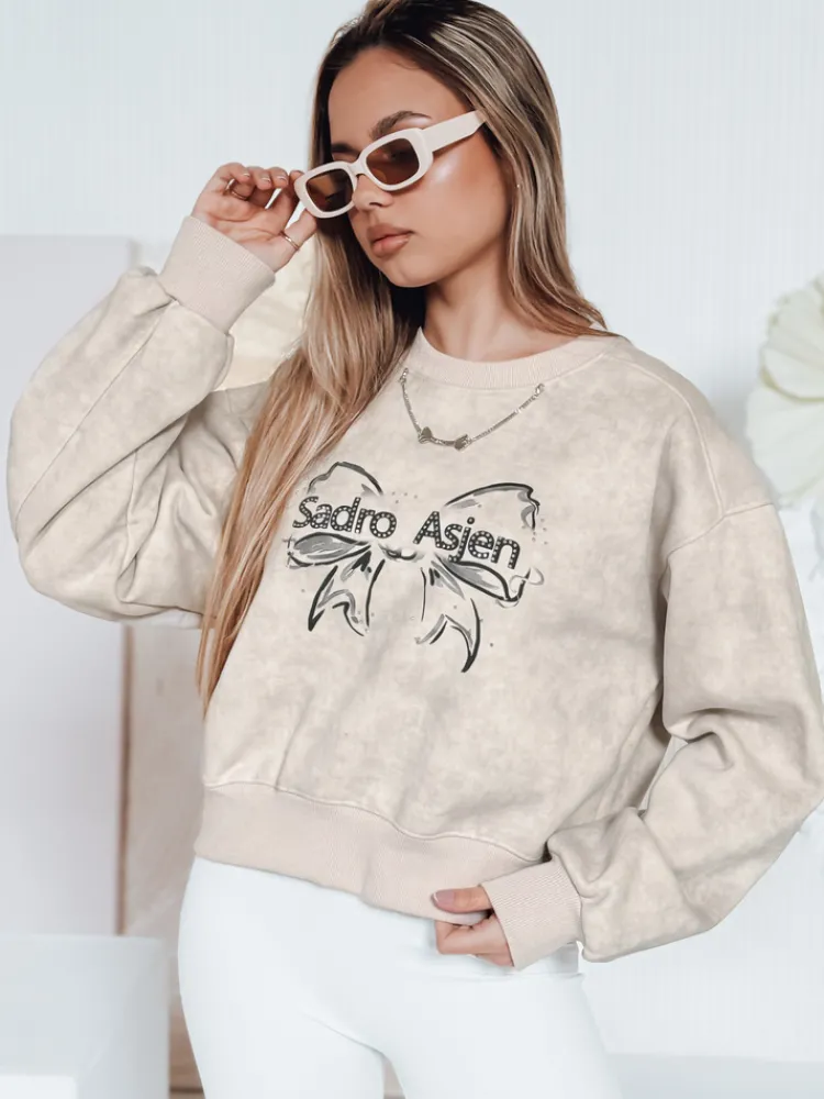 Bluzy Damskie>Dstreet Bluza damska krótka oversize z motywem tie-dye DENVIS jasnoszara BY1424