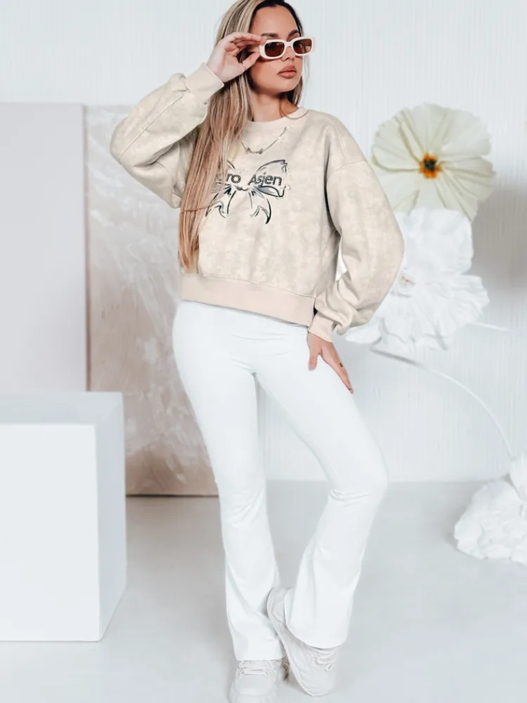 Bluzy Damskie>Dstreet Bluza damska krótka oversize z motywem tie-dye DENVIS jasnoszara BY1424