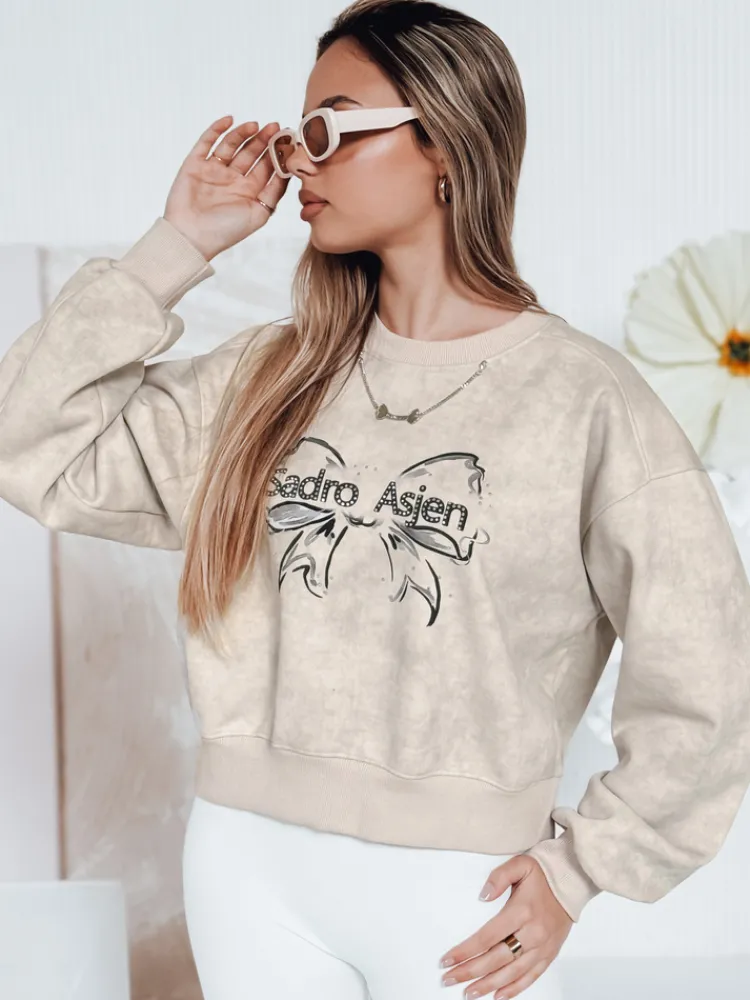 Bluzy Damskie>Dstreet Bluza damska krótka oversize z motywem tie-dye DENVIS jasnoszara BY1424