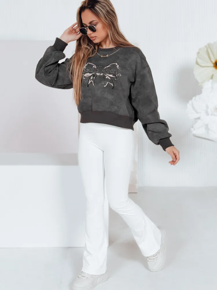 Bluzy Damskie>Dstreet Bluza damska krótka oversize z motywem tie-dye DENVIS grafitowa BY1422
