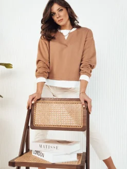 Bluzy Damskie>Dstreet Bluza damska LORAN kamelowa BY1252
