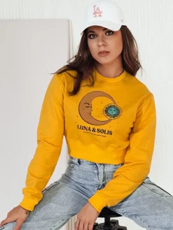 Bluzy Damskie>Dstreet Bluza damska LUNA crop top żółta BY1345