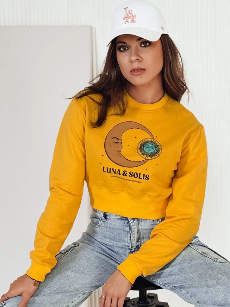 Bluzy Damskie>Dstreet Bluza damska LUNA crop top żółta BY1345