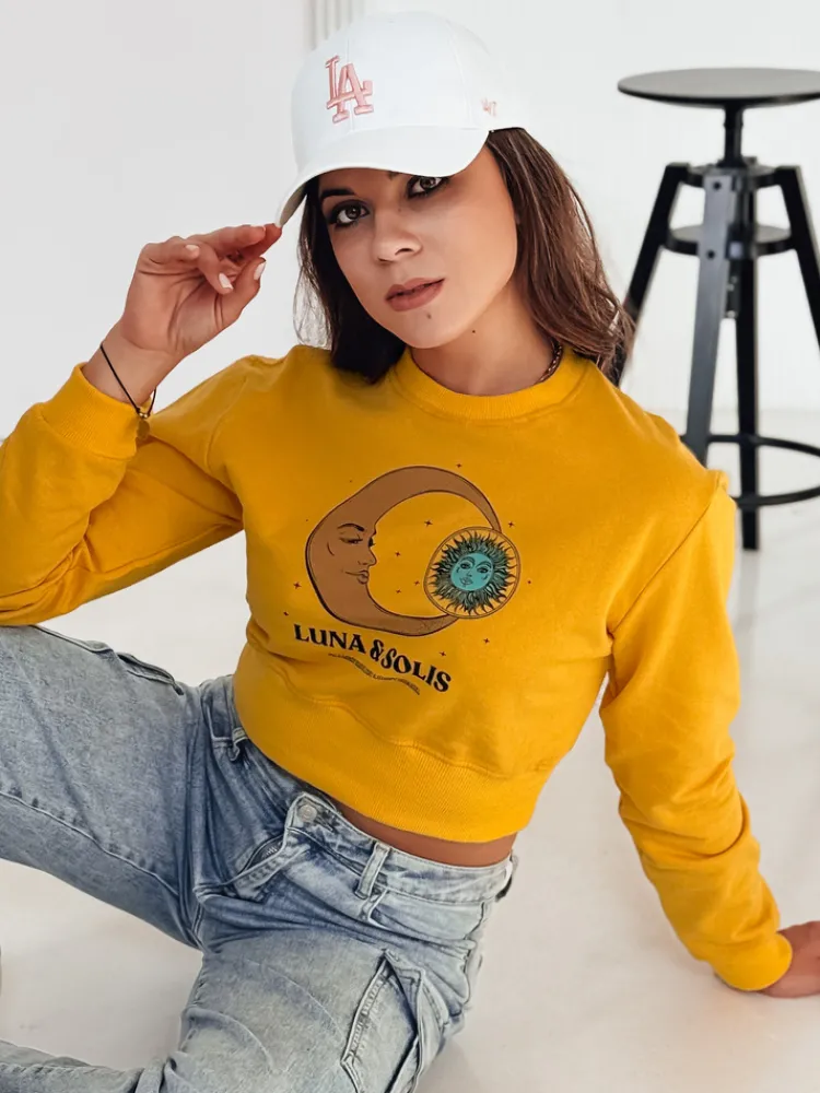 Bluzy Damskie>Dstreet Bluza damska LUNA crop top żółta BY1345