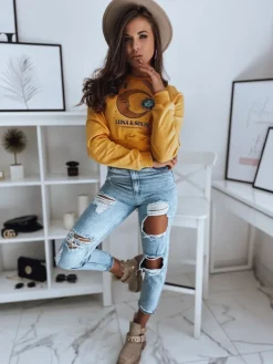 Bluzy Damskie>Dstreet Bluza damska LUNA żółta BY1168