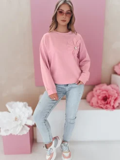 Bluzy Damskie>Dstreet Bluza damska masełko oversize FLORINE różowa RY2763