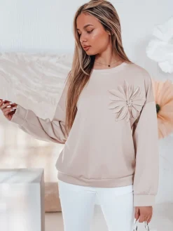 Bluzy Damskie>Dstreet Bluza damska masełko oversize FLORINE beżowa RY2766