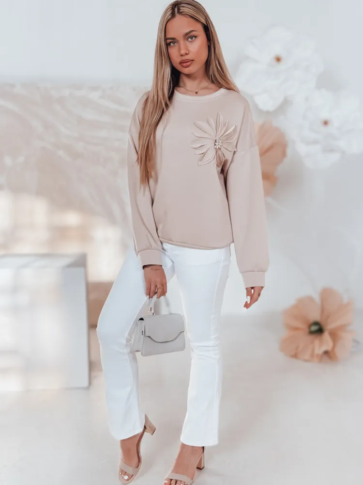 Bluzy Damskie>Dstreet Bluza damska masełko oversize FLORINE beżowa RY2766