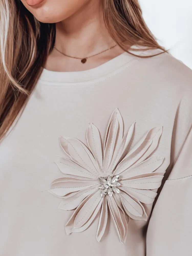 Bluzy Damskie>Dstreet Bluza damska masełko oversize FLORINE beżowa RY2766