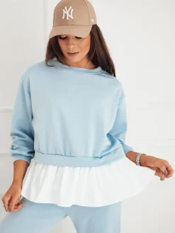 Bluzy Damskie>Dstreet Bluza damska MOSS błękitna RY2331