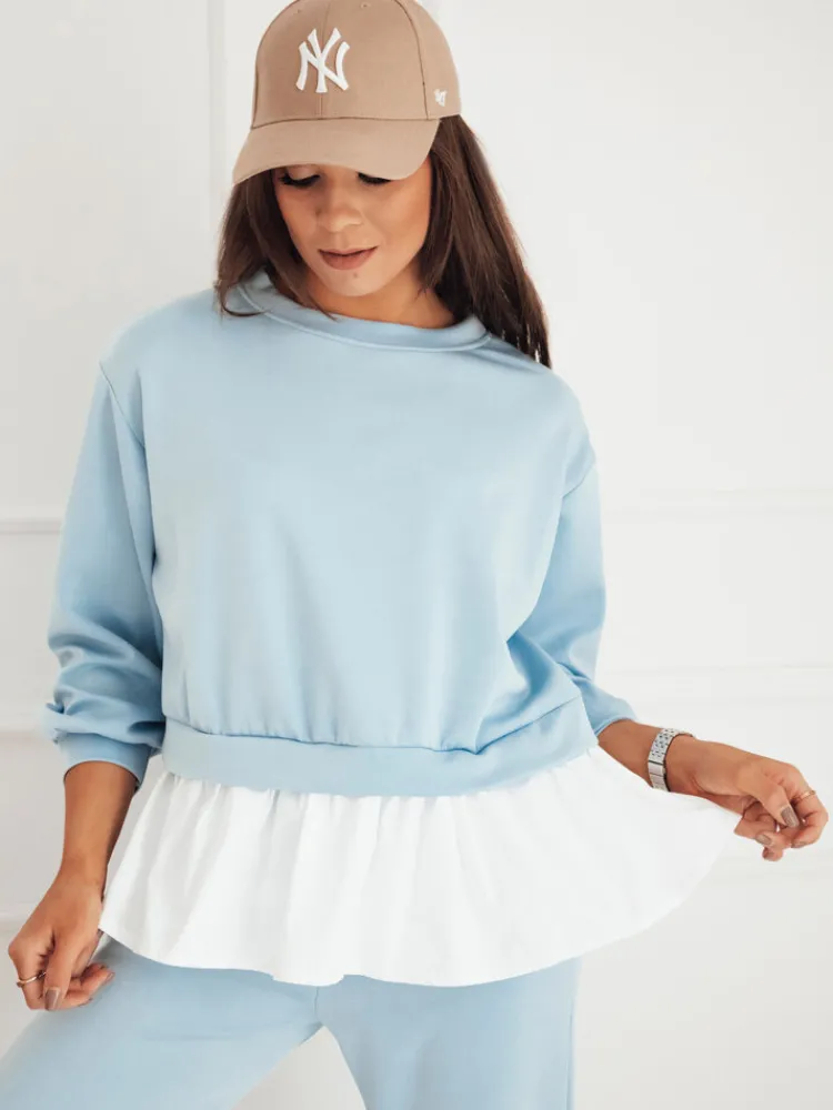 Bluzy Damskie>Dstreet Bluza damska MOSS błękitna RY2331