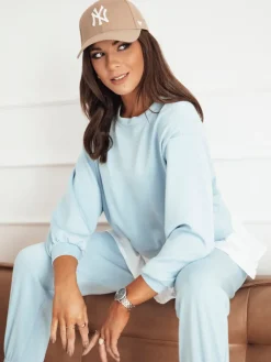 Bluzy Damskie>Dstreet Bluza damska MOSS błękitna RY2331